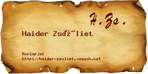 Haider Zsüliet névjegykártya